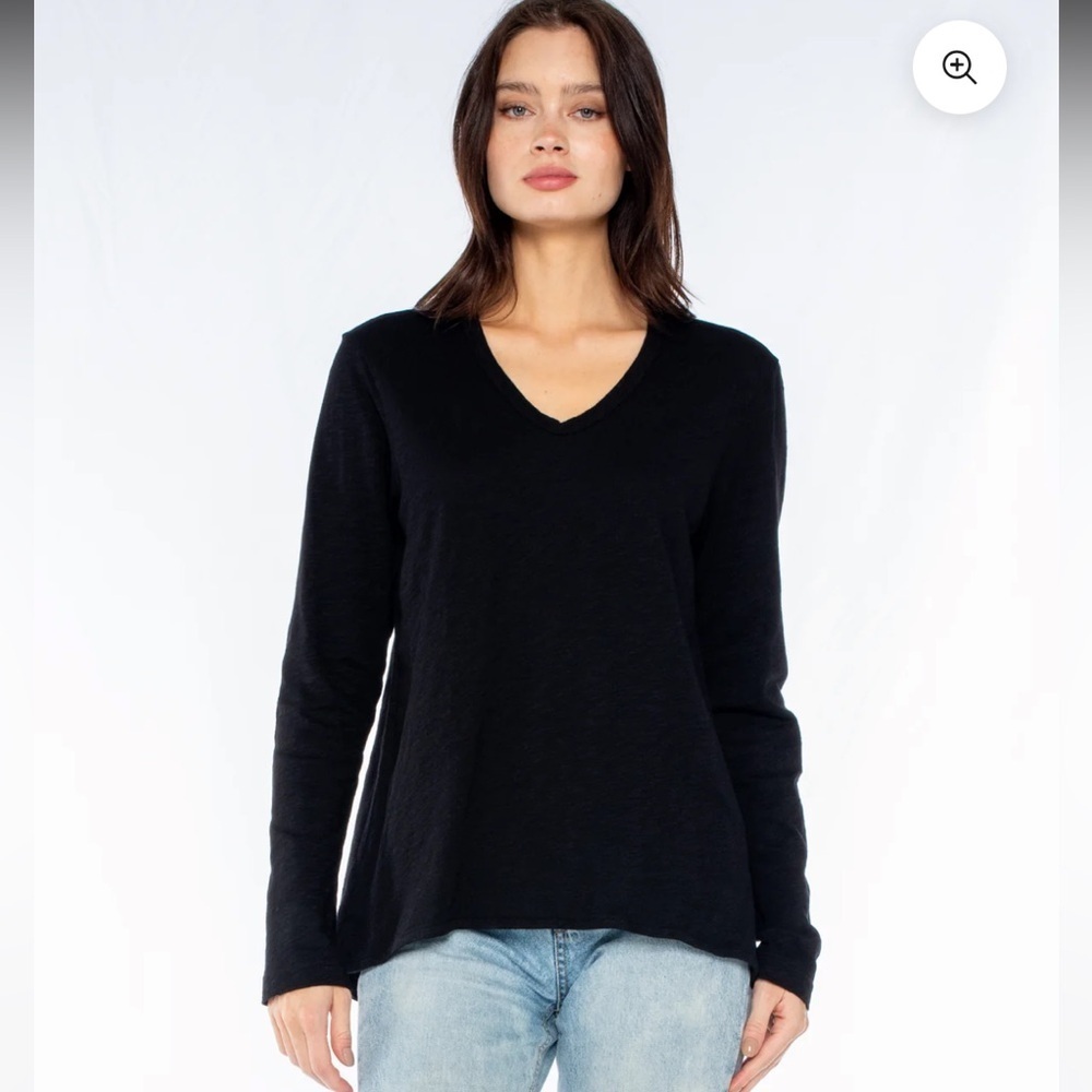 Wilt Long Sleeve Shrunken Boyfriend Top Lagenlook Minimalist Black Medium